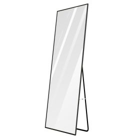 Full Length Mirror 63x18.9in Aluminum Alloy Wall Mirror Free Standing Floor Mirror Hanging Leaning Against Wall for Dressing Bedroom Living Room (Option: Mirror(50160CMBlack))