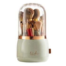 360° Rotating Makeup Brush Holder with Lid Makeup Organizer for Vanity Dustproof Makeup Brush Container with 7 Compartments (Option: BrushHolder(LightGreen))