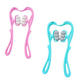Neck Roller Massager 360º Rotatable Trigger Point Roller Portable Massager with 6 Balls for Neck Leg Thigh Foot Pain Relief (Option: NeckMassager(Blue))
