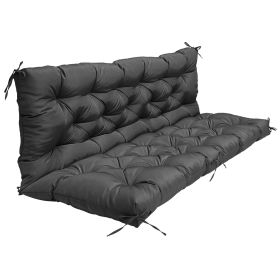2-3 Seater Swing Cushion Waterproof Outdoor Swing Cushions Replacement Swing Bench Pads Chair Mat with Backrest 8 Tie Straps 59x43.3x3.9in for Patio F (Option: SwingCushion(Black))