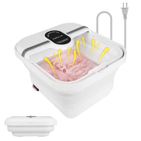 Collapsible Foot Spa Massager Electric Foot Soaker Tub Foldable Foot Spa Tub with Heating Function Handle 8Pcs Massage Rollers 44Pcs Simulated Pebbles (Option: FootSpaTub(Standard))