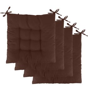 4Pcs Chair Cushion Pads Pillow 15.75x15.75x2.37in Soft Tie On Square Sitting Mats For Home Office Car Sitting Travel (Option: ChairSeatPad(Brown))