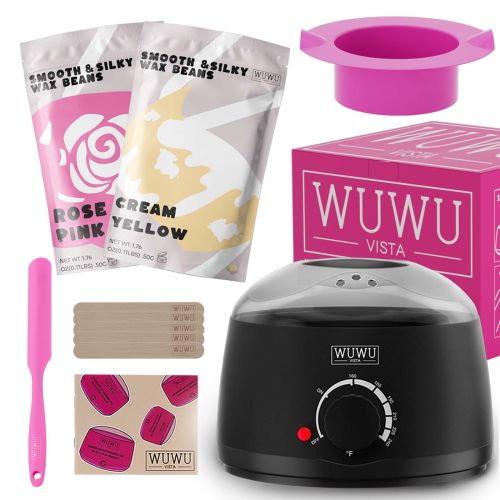 Waxing Kit 11 Items WUWUVISTA Hair Removal Wax Kit With Wax Melt Warmer Waxing Beads For Face,Brazilian,Full Body,Bikini,Sensitiive Skin Suitable For