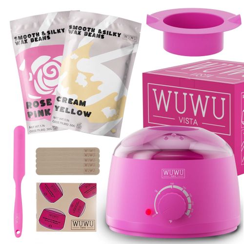 Waxing Kit 11 Items WUWUVISTA Hair Removal Wax Kit With Wax Melt Warmer Waxing Beads For Face,Brazilian,Full Body,Bikini,Sensitiive Skin Suitable For